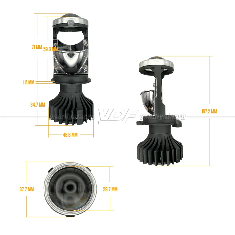 Светодиодные линзы Aozoom H4 mini 6000K Bi-Led (комплект 2 шт)