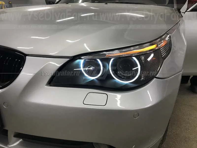 Светодиодные Ангельские глазки BMW 5 Е60 2003-2007 Линзы Цвет: Белый
