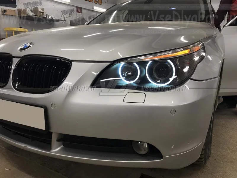Светодиодные Ангельские глазки BMW 5 Е60 2003-2007 Линзы Цвет: Белый