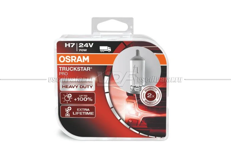 Лампа галогенная OSRAM H7 Truckstar Pro (NEXT GEN) 24V 70W, 2 шт., 64215TSP-HCB
