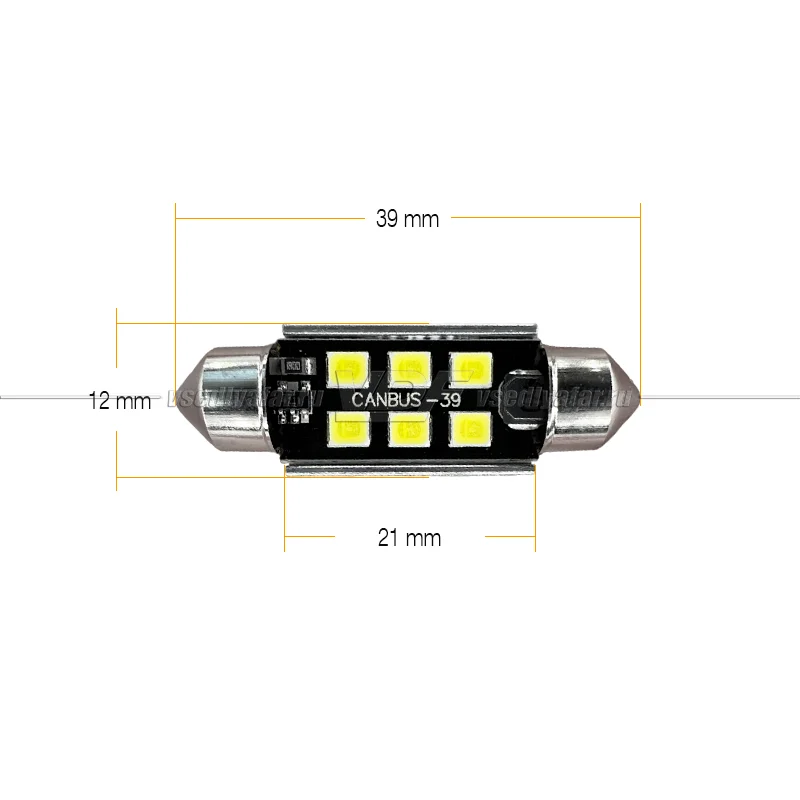 Светодиодная лампа SJ-6SMD C5W 39мм с Обманкой