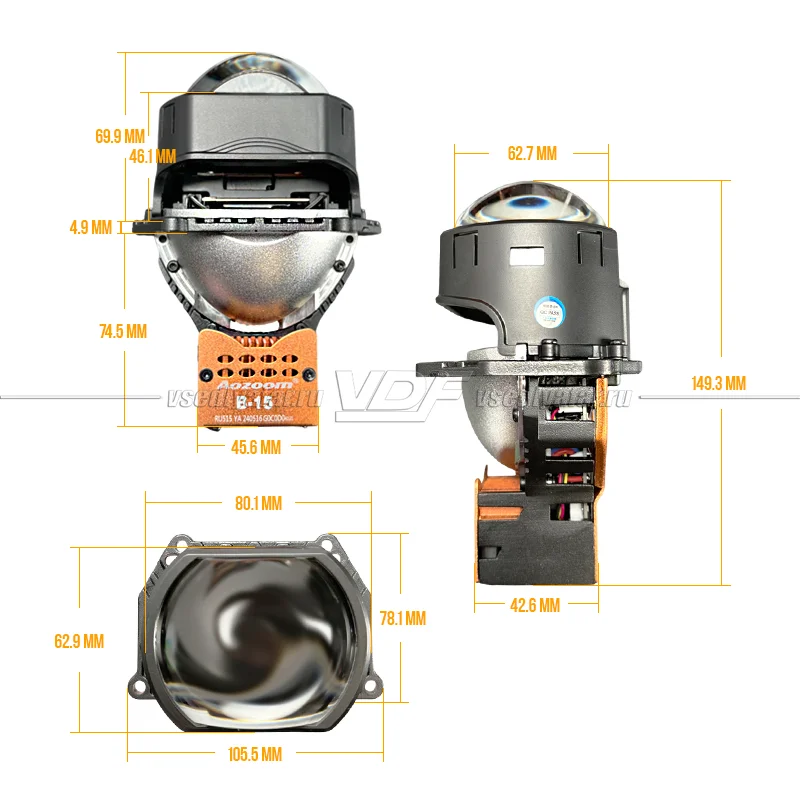 Светодиодные модули Aozoom B-15 2024 Bi-Led (прямоугольная линза) (комплект 2 шт)
