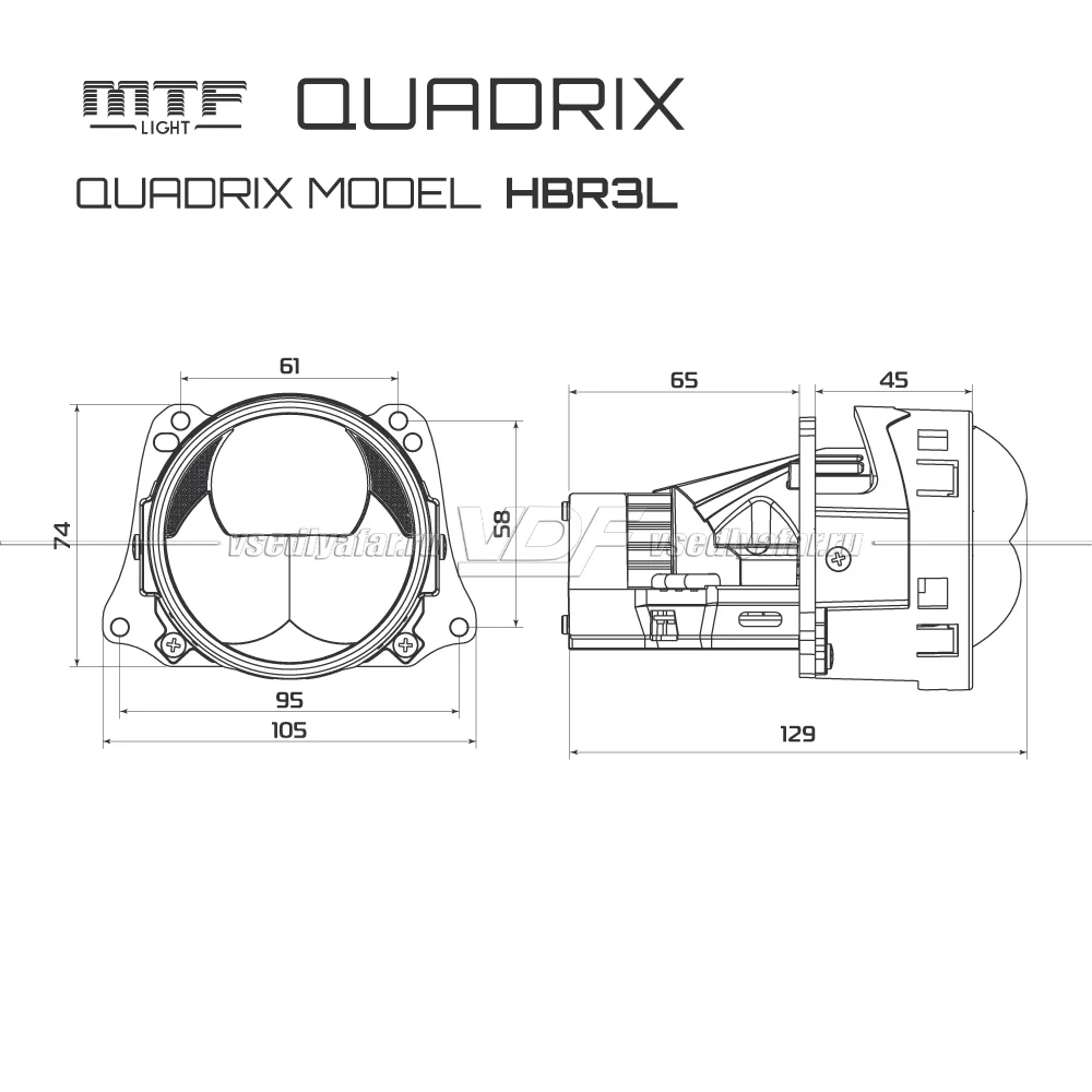 Светодиодные линзы MTF Light QUADRIX 3" 6000K Bi-Led круг 3 линзы (комплект 2 шт) HDR3L