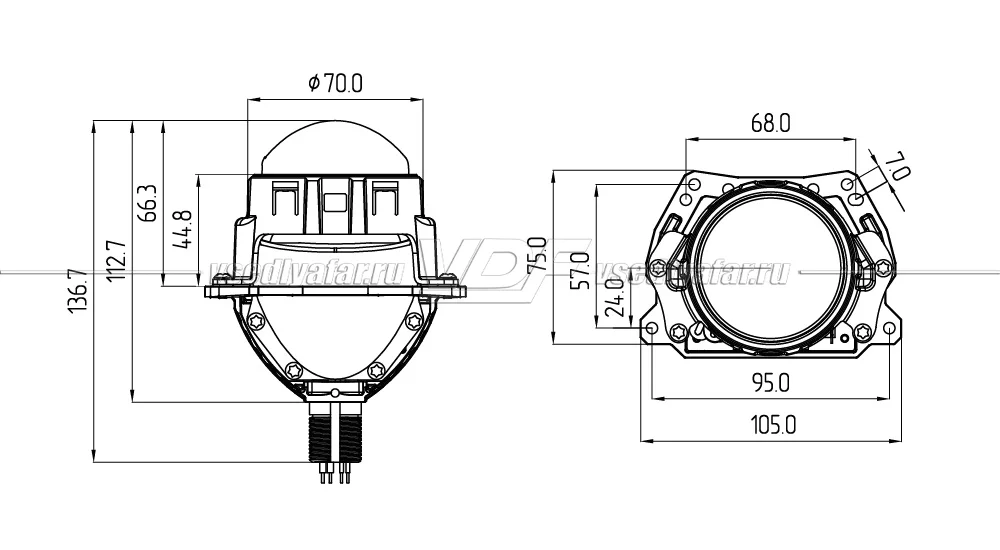 Светодиодные линзы Technik Division 2,5" 6000K 12V Bi-Led (комплект 2 шт) TD25K5