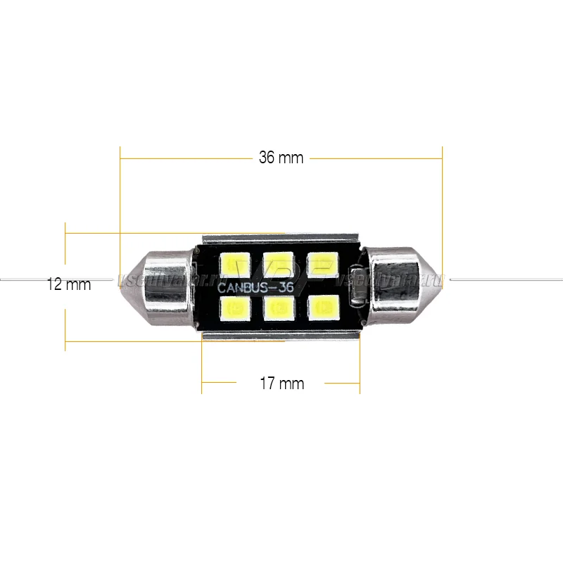 Светодиодная лампа SJ-6SMD C5W 36мм с Обманкой