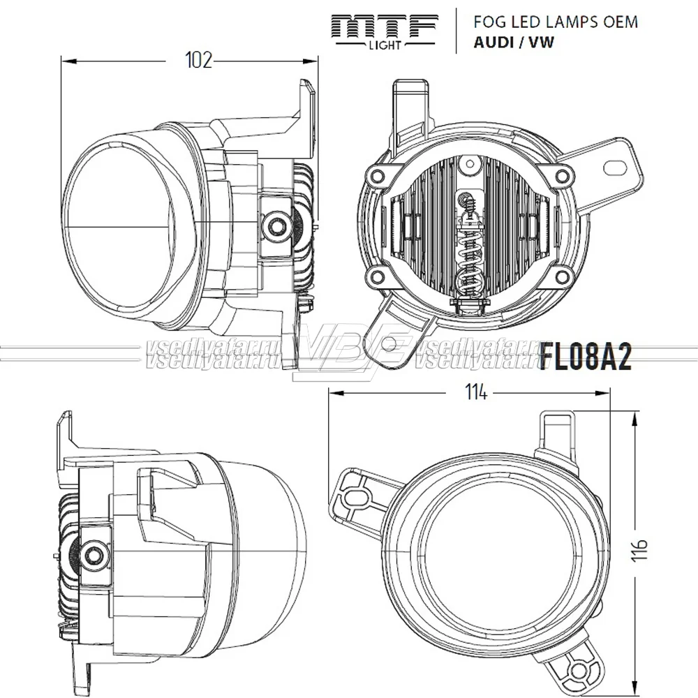 Светодиодные противотуманные фары MTF Audi / Volkswagen FL08A3