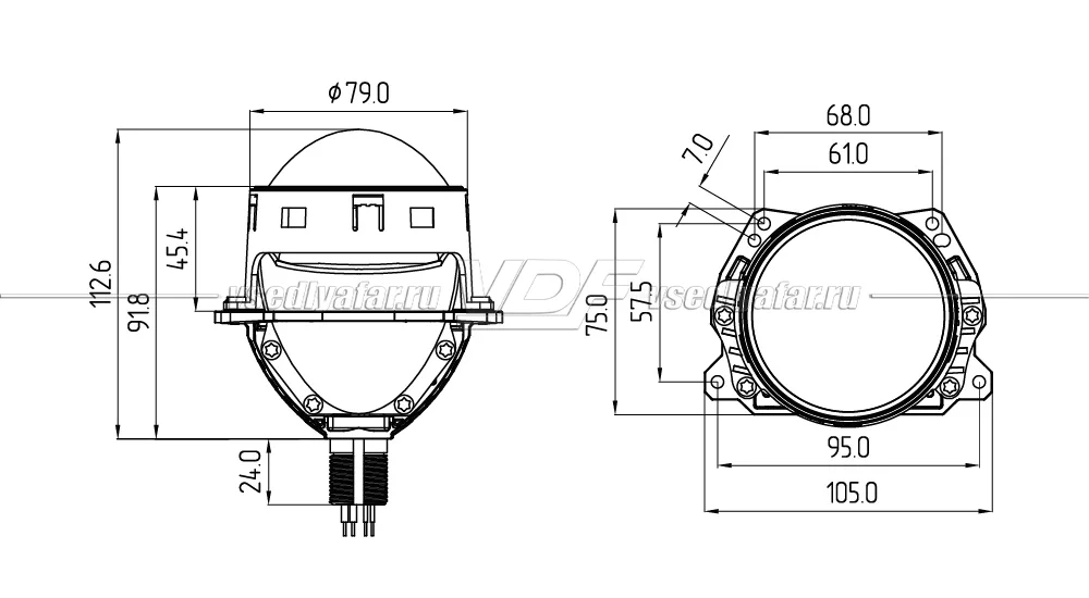 Светодиодные линзы Technik Division 3" 4300K 24V Bi-Led (комплект 2 шт) TD01K4-24