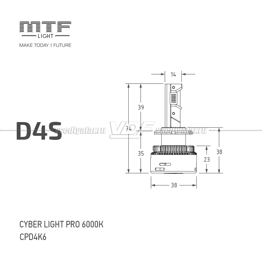 Светодиодные лампы MTF Light Cyber Light PRO D4S 6000K 42V, 35W,  2шт, CPD4K6