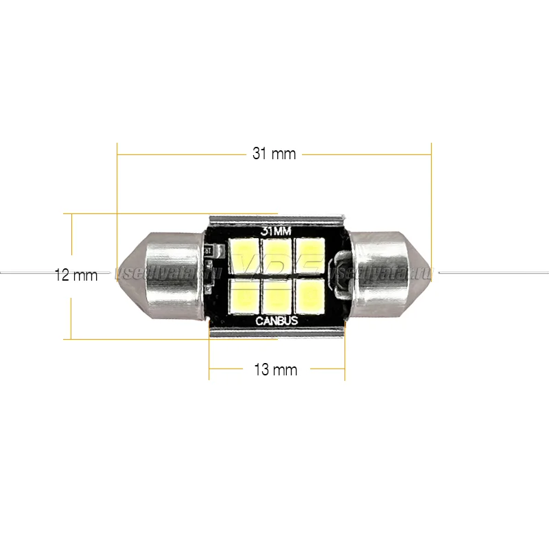 Светодиодная лампа SJ-6SMD C5W 31мм с Обманкой